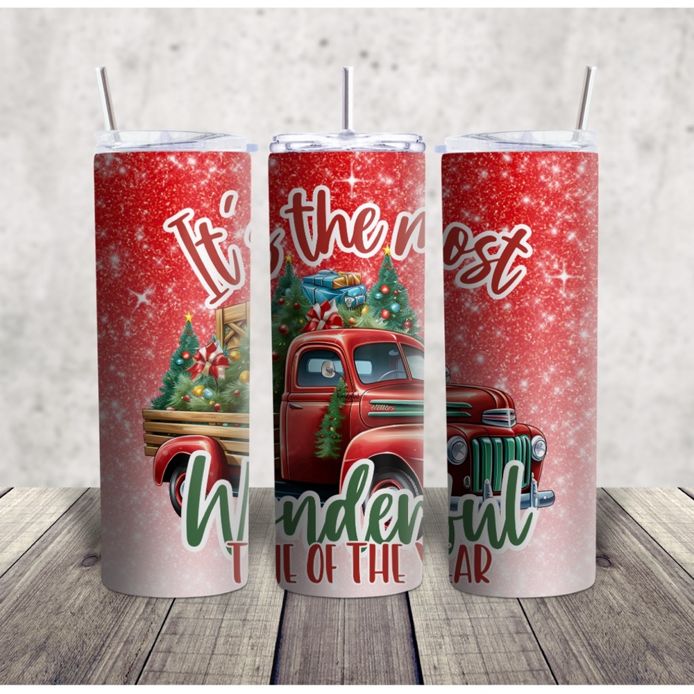Hand Crafted Red Holiday Tumbler